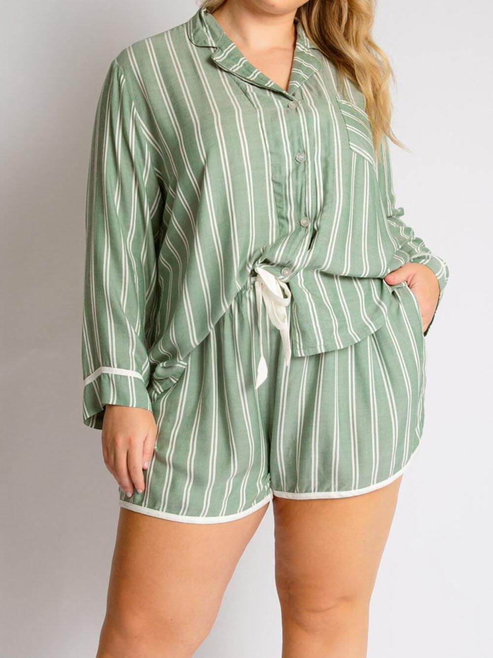 Randigt pyjamasset i rosa - Leia