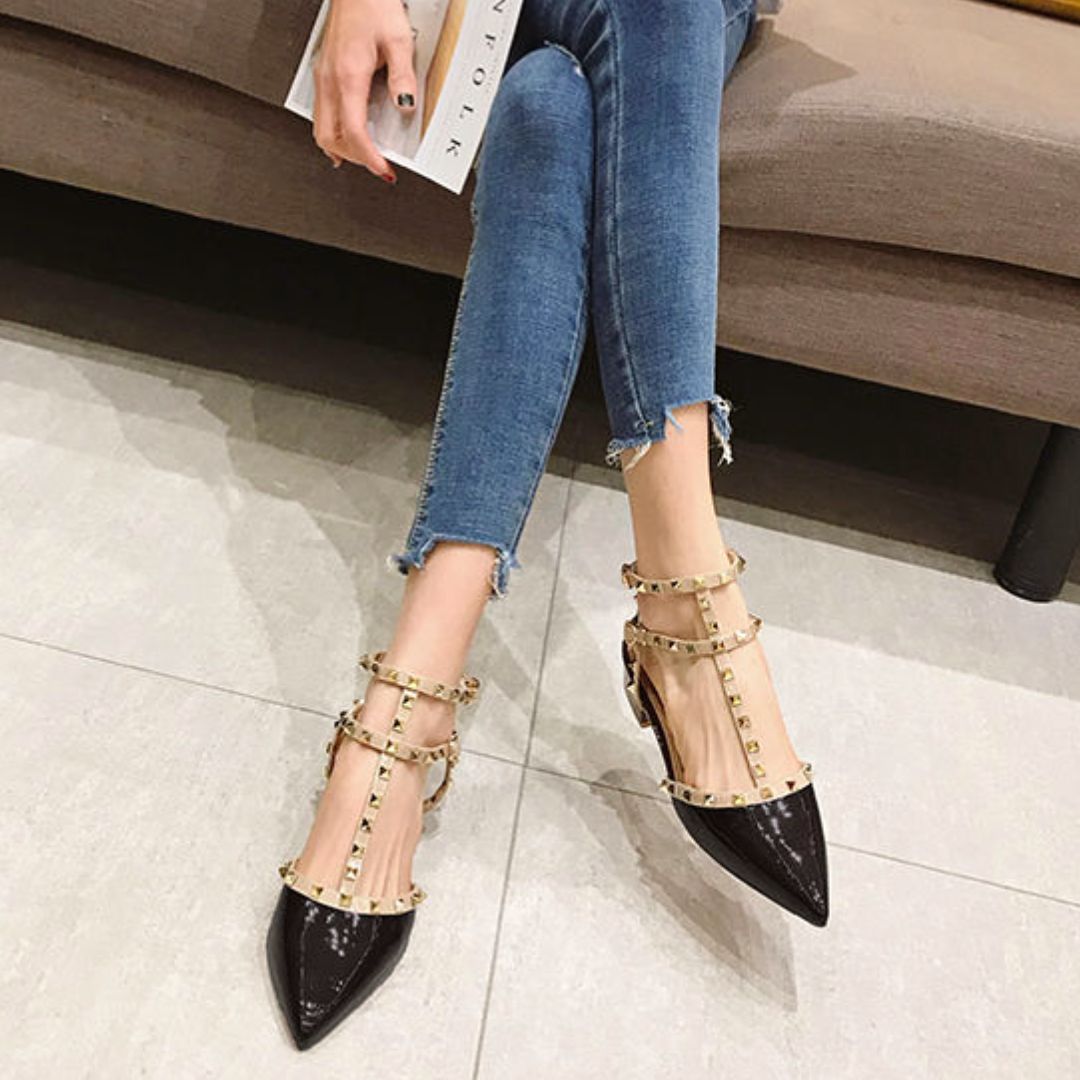 Flip Flops Rivet Spikes Tå Sandaler för flickor - Elisia