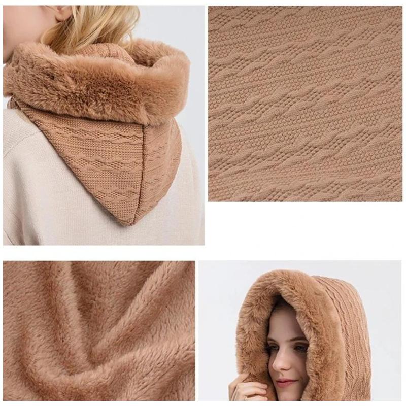 Varm fluffig halsduk hoodie - Elin