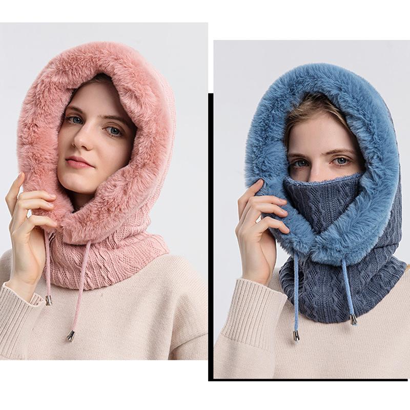 Varm fluffig halsduk hoodie - Elin