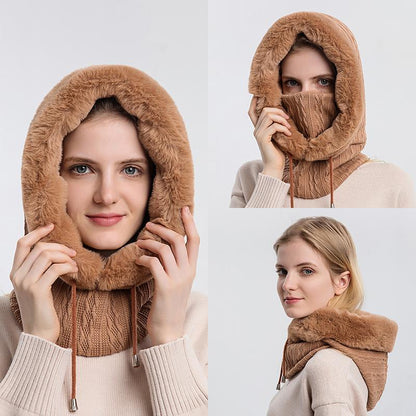 Varm fluffig halsduk hoodie - Elin