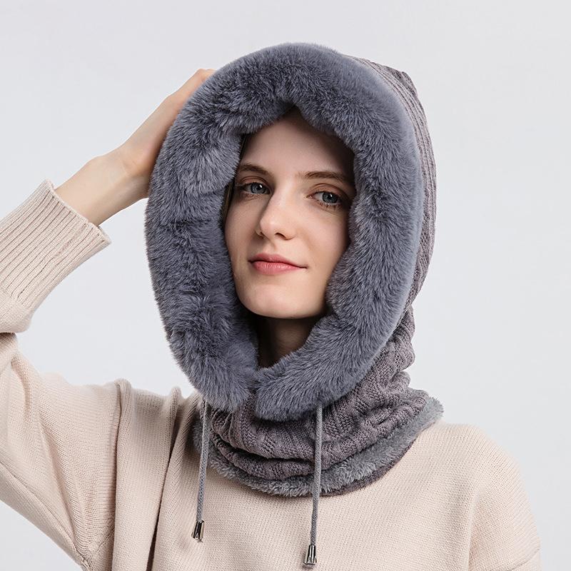 Varm fluffig halsduk hoodie - Elin