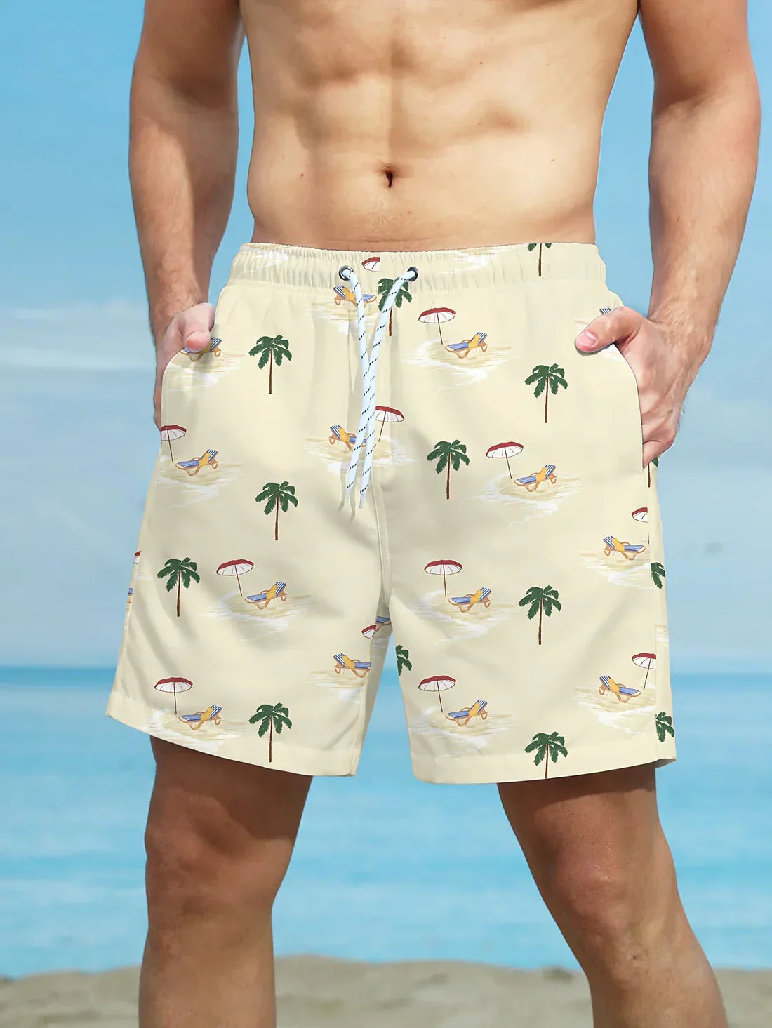 Strandshorts med palmmönster - Kenta