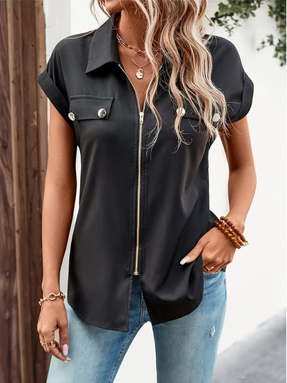 Svart blus med dragkedja - Emelie
