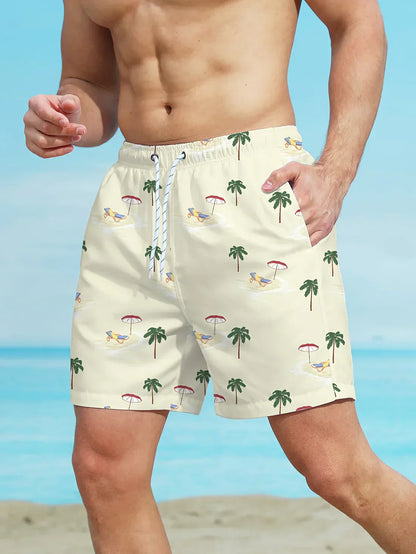 Strandshorts med palmmönster - Kenta