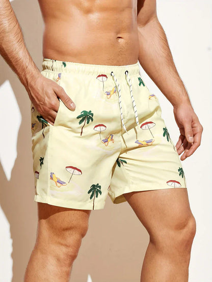 Strandshorts med palmmönster - Kenta