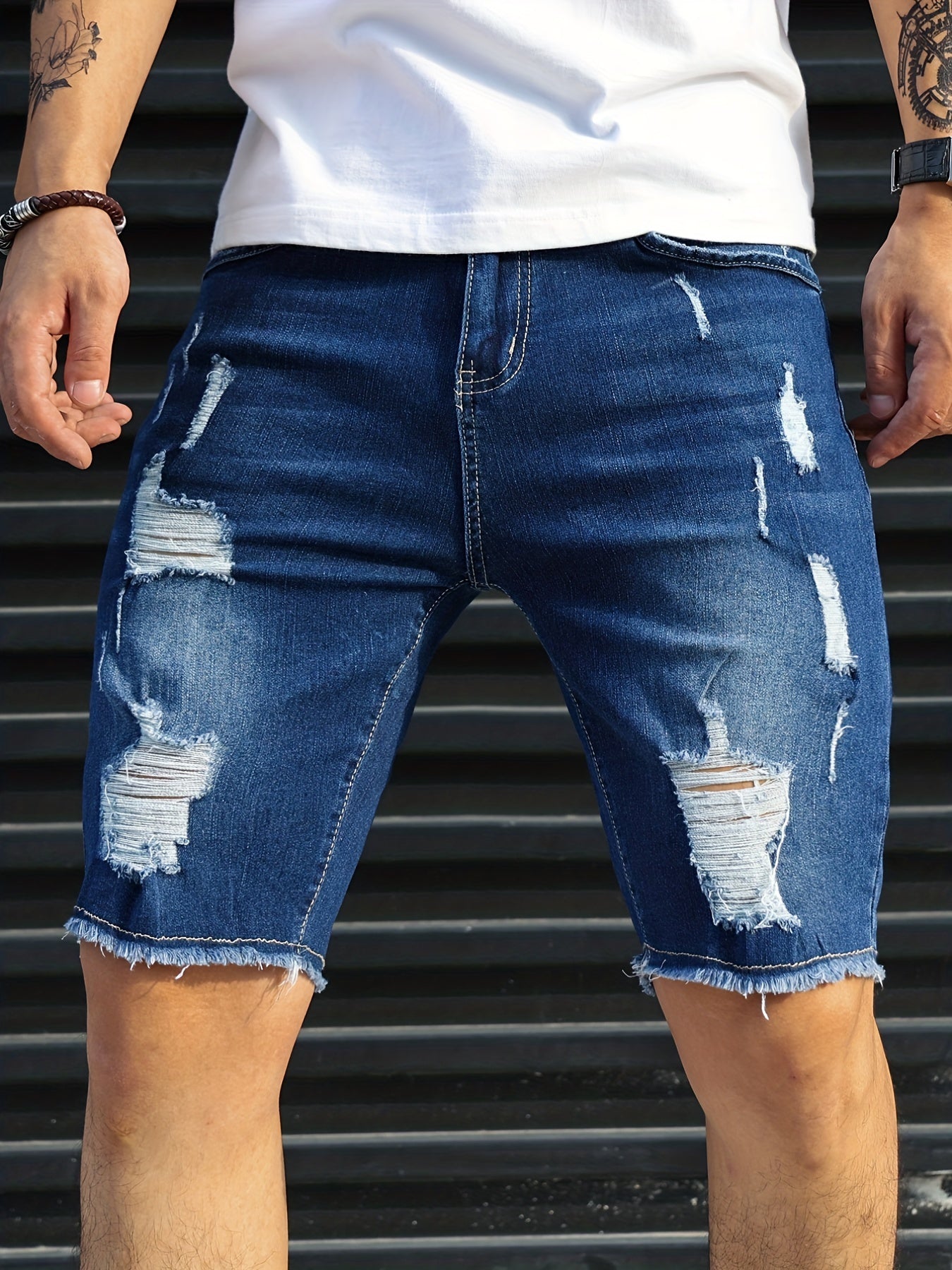 Kungsblå slitna shorts - Rikard