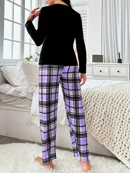 Långärmad skjorta och rutig pyjamasset -  Sunniva