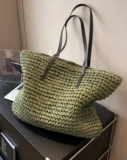 Snygg vävd shopper med långa handtag - Hedda