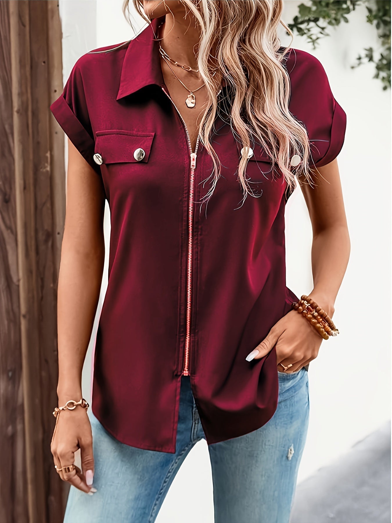 Svart blus med dragkedja - Emelie
