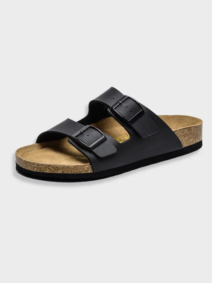 Sandaler med läderspänne med korksula för kvinnor - Greta