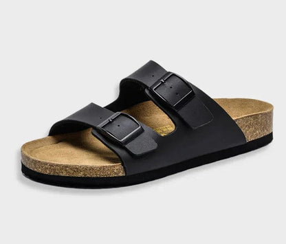 Sandaler med läderspänne med korksula för kvinnor - Greta