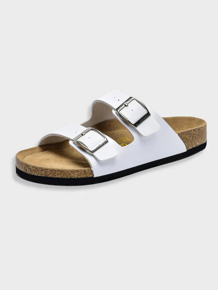 Sandaler med läderspänne med korksula för kvinnor - Greta