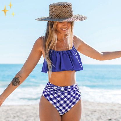Tankini-set med blustop och byxor med hög midja - Alicia