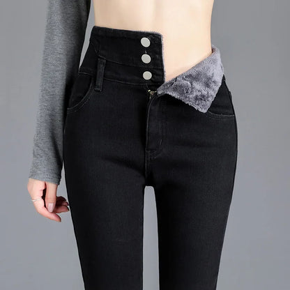 Varma skinny-jeans med hög midja - Carola