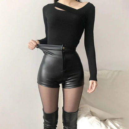 Svarta PU-shorts - Alvinia