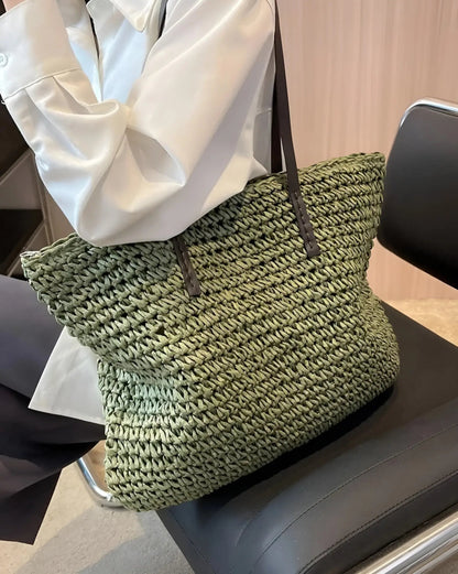Snygg vävd shopper med långa handtag - Hedda