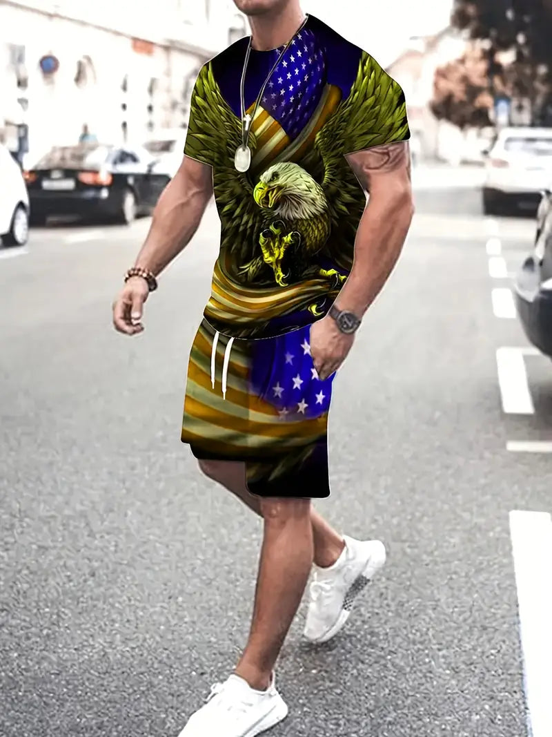 Kortärmad t-shirt med rund hals och shorts - Ebbe