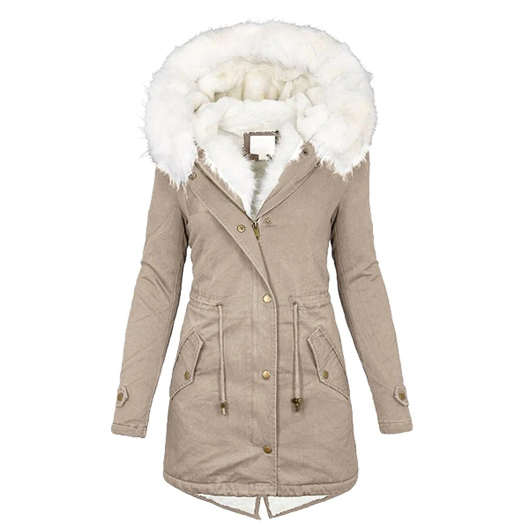 Stylische warme Jacke mit Fellkapuze - Alvinia