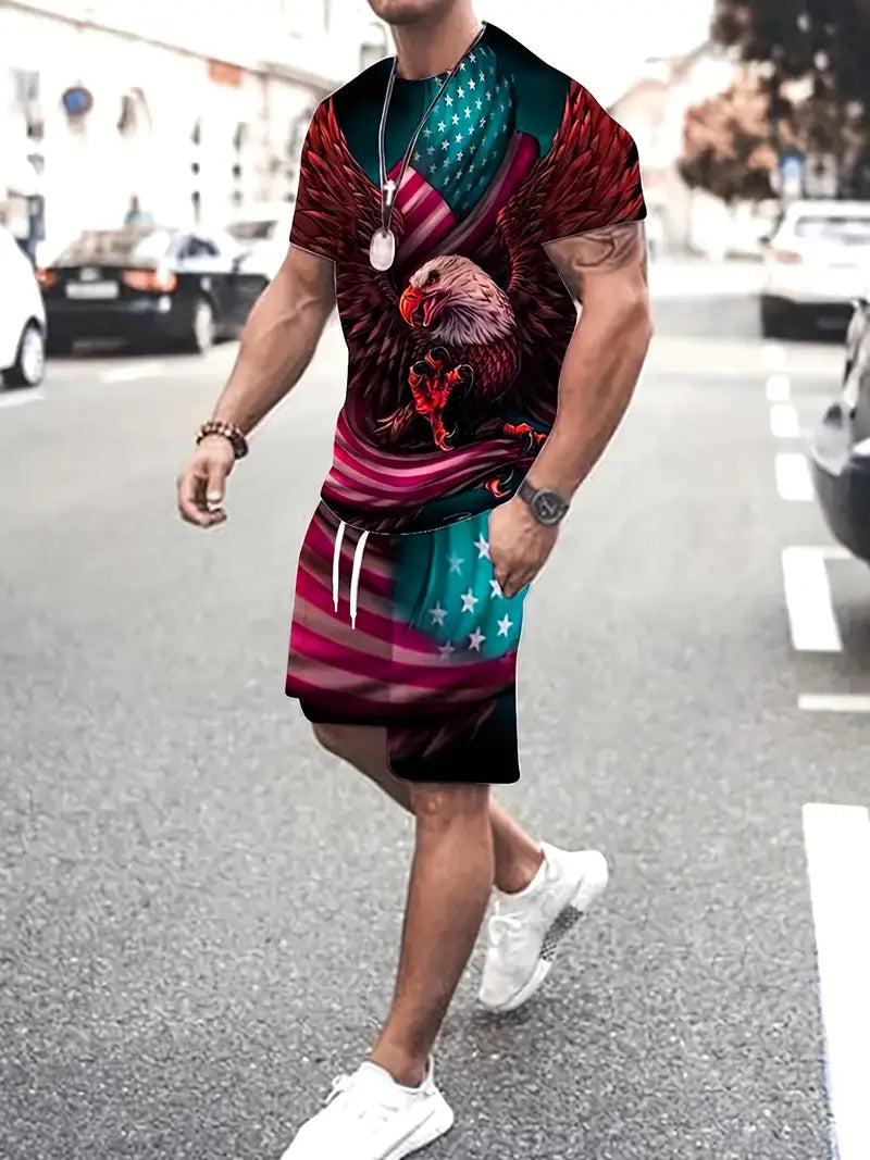 Kortärmad t-shirt med rund hals och shorts - Ebbe