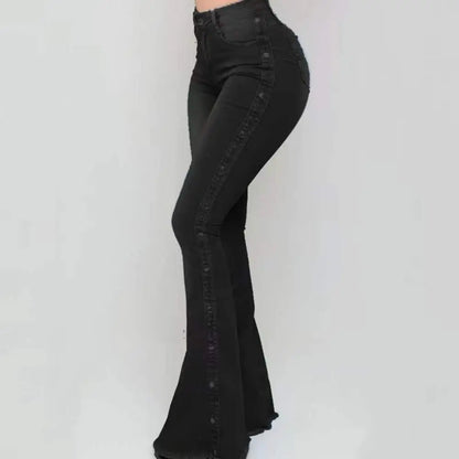 Flare denim jeans med vida ben för kvinnor - Lenaya