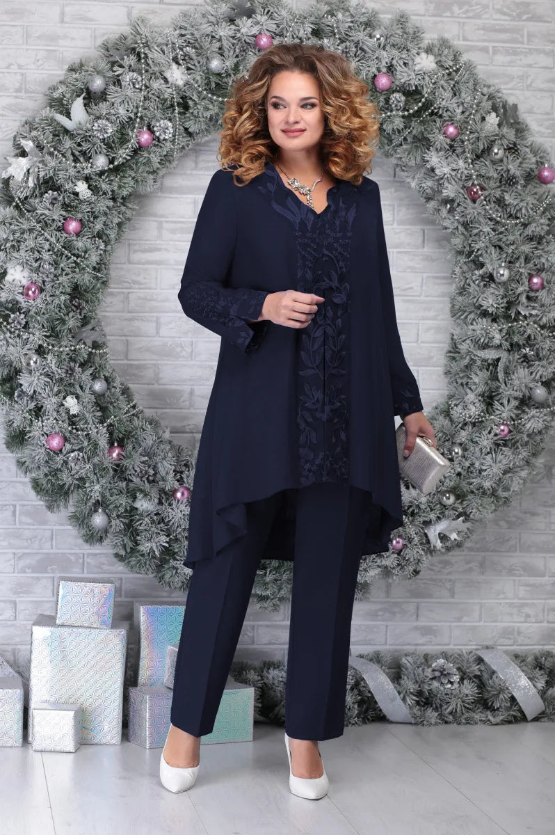 3-delad broderad kostym i plus size -  Berget
