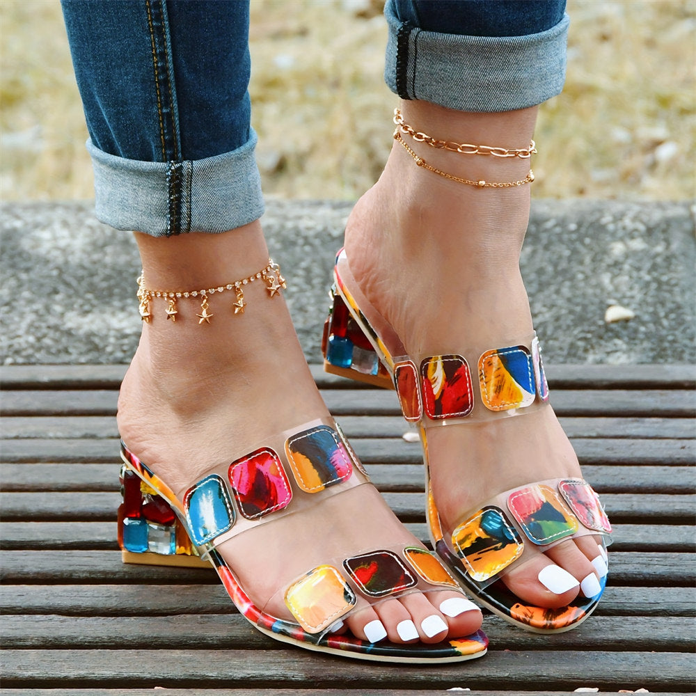 Sommarfärgad sandal med strass - Vera