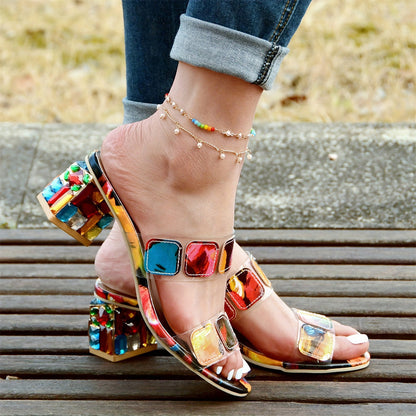 Sommarfärgad sandal med strass - Vera