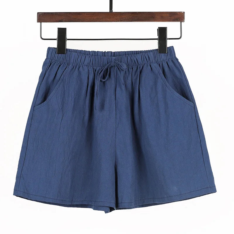 Kvinnors Linnedshorts med Dragsko och Vida Ben - Carina