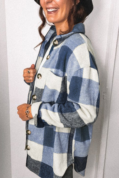 Blå rutig skjortblus - Eliko