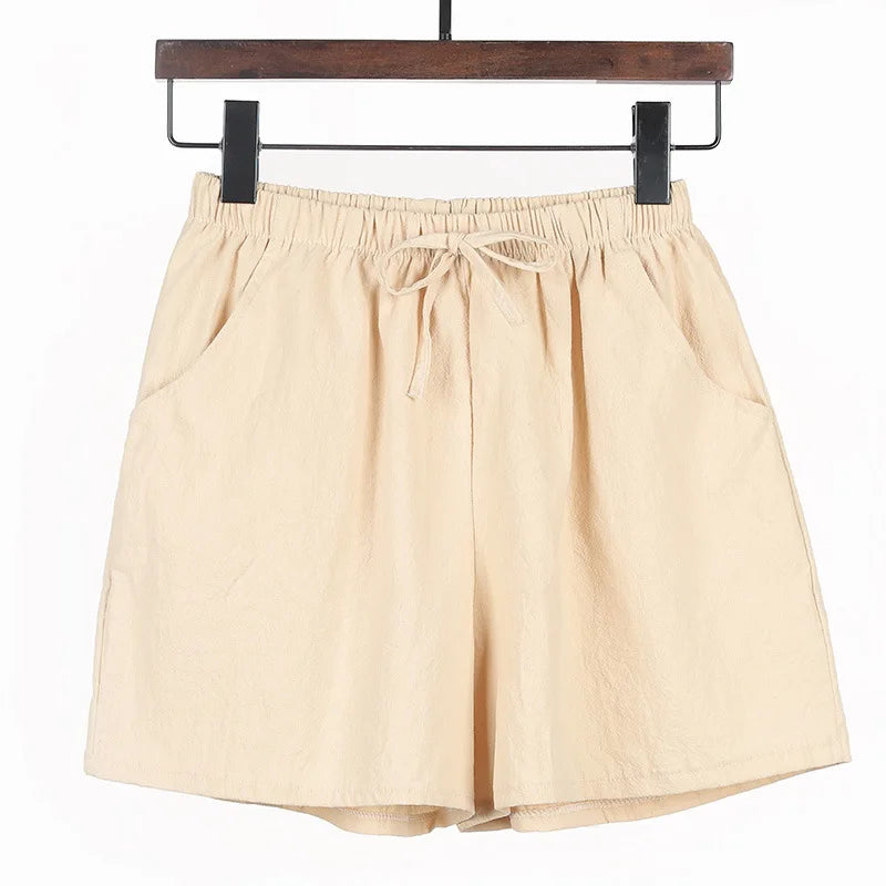 Kvinnors Linnedshorts med Dragsko och Vida Ben - Carina