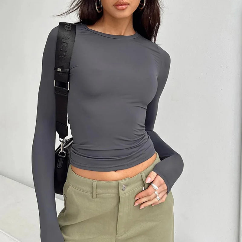 Kvinnor Casual långärmad T-shirt  -  Rosel