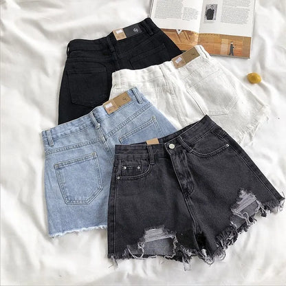 Denimshorts med hög midja - Linnea