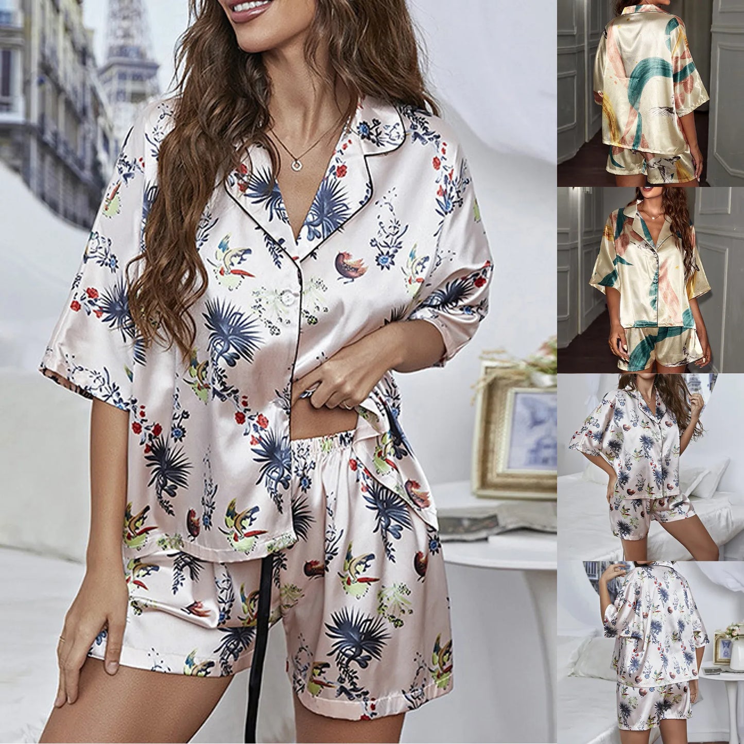 Pyjamasset i sidensatin - Alice