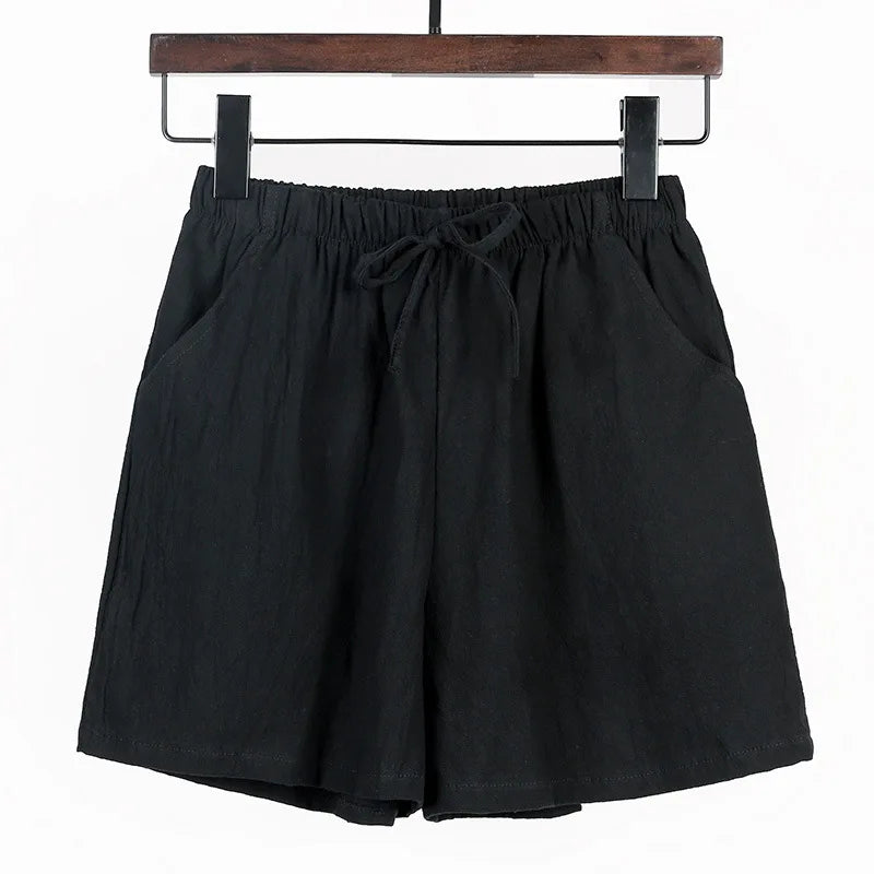 Kvinnors Linnedshorts med Dragsko och Vida Ben - Carina