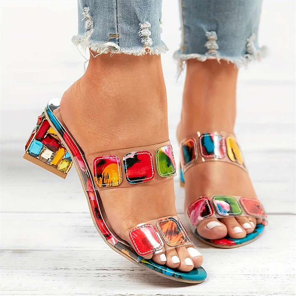 Sommarfärgad sandal med strass - Vera