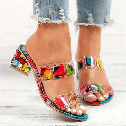 Sommarfärgad sandal med strass - Vera