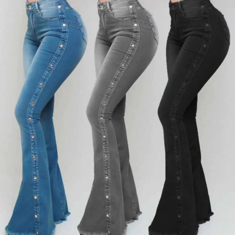 Flare denim jeans med vida ben för kvinnor - Lenaya