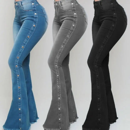 Flare denim jeans med vida ben för kvinnor - Lenaya