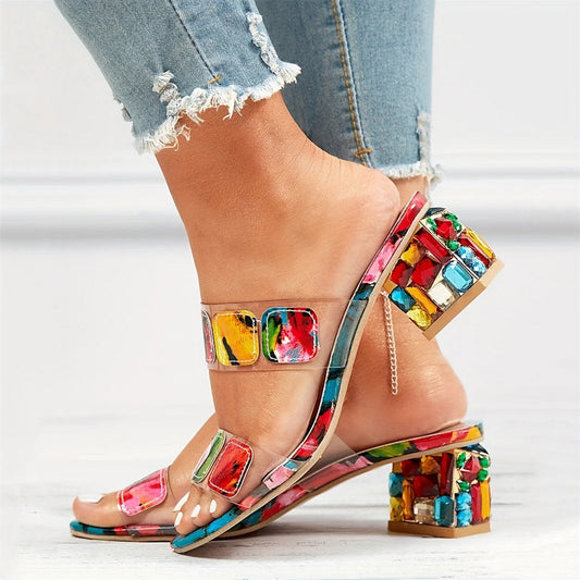 Sommarfärgad sandal med strass - Vera