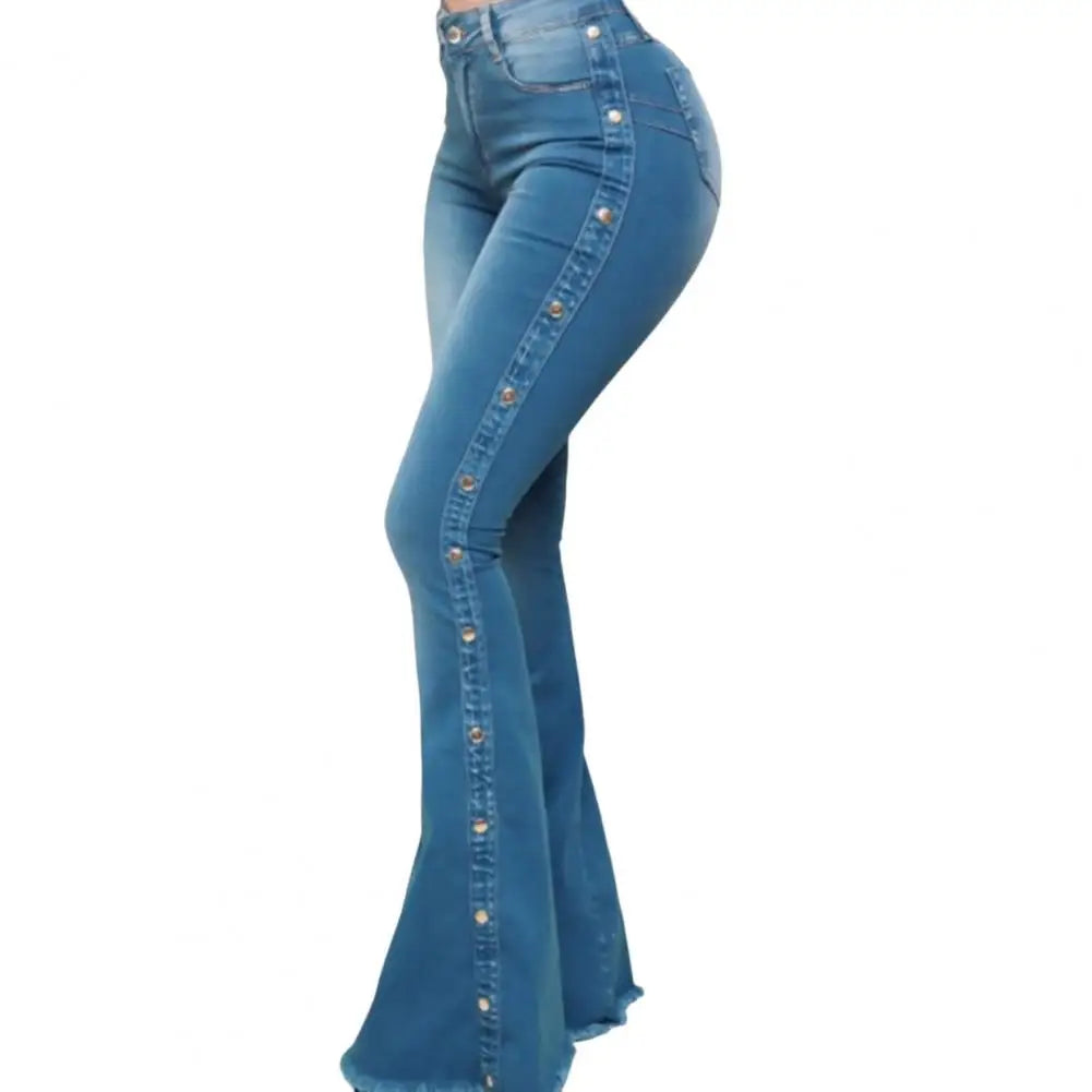 Flare denim jeans med vida ben för kvinnor - Lenaya