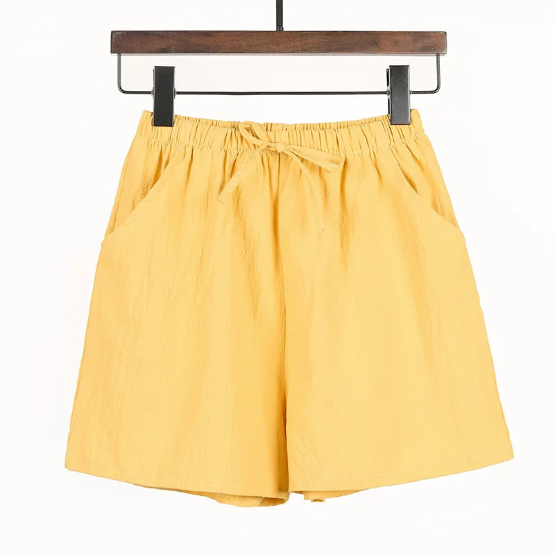 Kvinnors Linnedshorts med Dragsko och Vida Ben - Carina