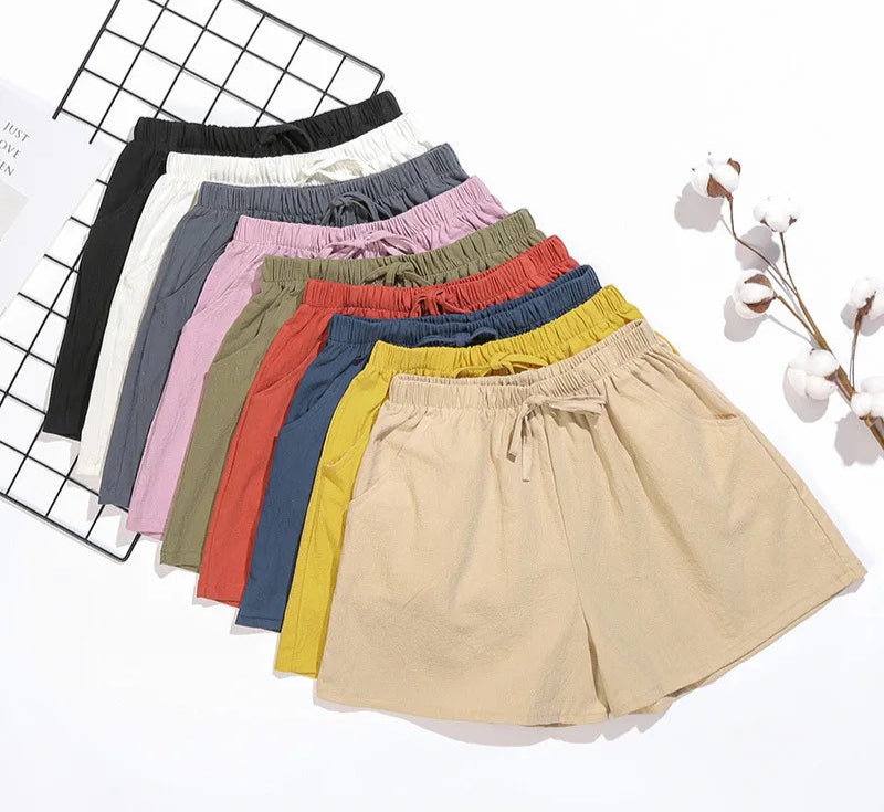 Kvinnors Linnedshorts med Dragsko och Vida Ben - Carina