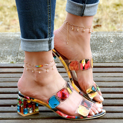Sommarfärgad sandal med strass - Vera