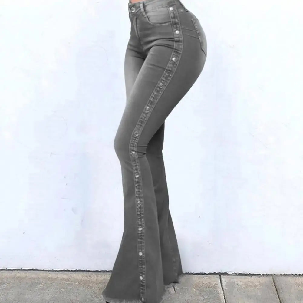 Flare denim jeans med vida ben för kvinnor - Lenaya