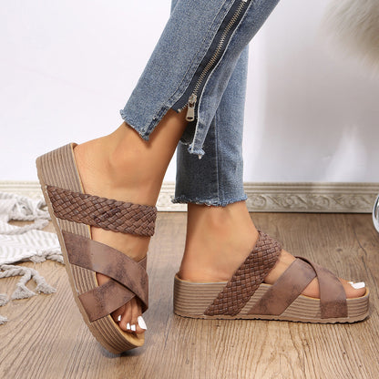 Korsad tjock vävd sandal - Elise