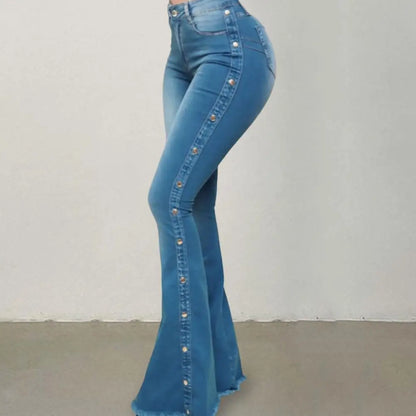Flare denim jeans med vida ben för kvinnor - Lenaya