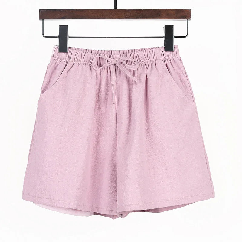 Kvinnors Linnedshorts med Dragsko och Vida Ben - Carina