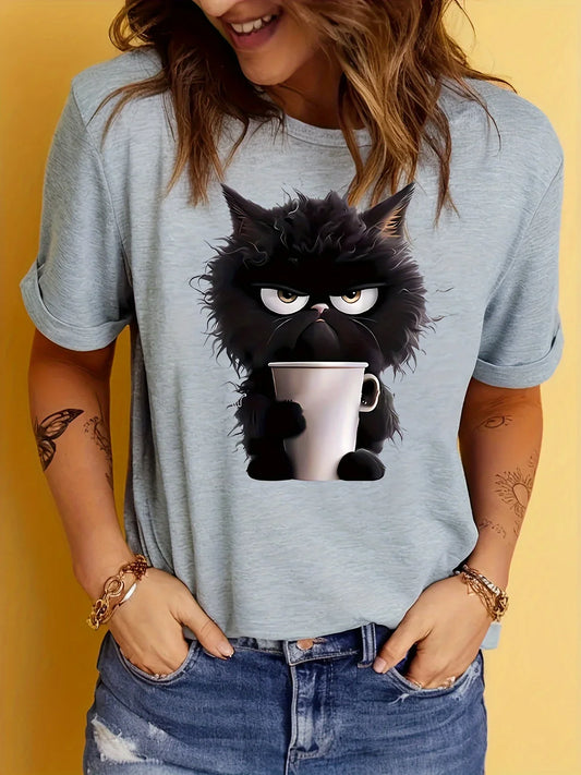 T-shirt med Kattmotiv för Kvinnor - Eleonor
