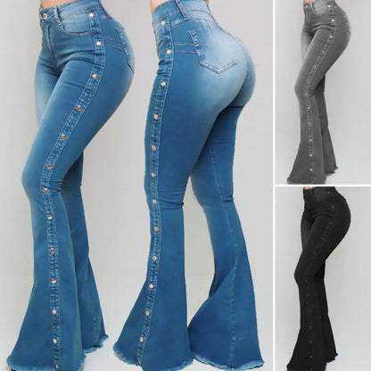 Flare denim jeans med vida ben för kvinnor - Lenaya